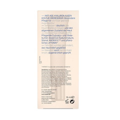 EUBOS ANTI AGE HYALURON AUGEN KONTUR CREMESERUM - 15ml