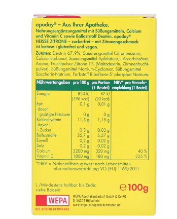 WEPA/  apoday Heisse Zitrone zuckerfrei - 10 x 10 g